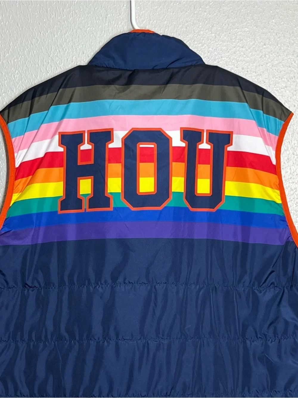 Houston Astros Puffer Vest Pride Night Giveaway Adult Size XXL Rainbow Full Zip